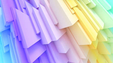 abstract background three dimensional structure pastel blue to yellow green gradation, geometric...