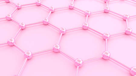 Pink molecules for cosmetic, Nanotechnology and research are all part of a medical background,close up view,3d renderingの写真素材