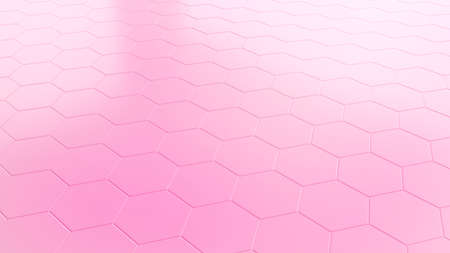 Abstract pink hexagon shapes background,hexagon shape for cosmetic background,3d renderingの写真素材
