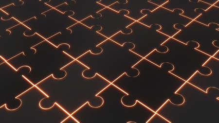 Background abstraction Neon Light With Black Jigsaw Stripes,3d rendering