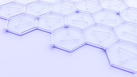 Light blue molecules for cosmetic, Nanotechnology and research are all part of a medical background,close up view,3d renderingの写真素材