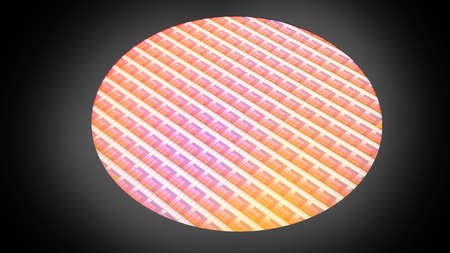 CPU wafer technology on black blackground,Wafer Manufacturing Process,3d rendering