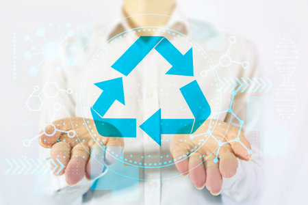 Reusing and recycling for future environmental stewardship social responsibilityの写真素材