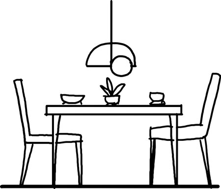 Line drawing icon, dining tableのイラスト素材