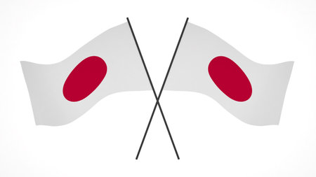 national flag background image,wind blowing flags,3d rendering,Flag of Japanの写真素材
