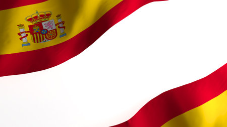 national flag background image,wind blowing flags,3d rendering,Flag of Spainの写真素材