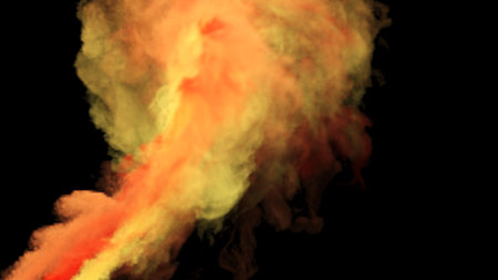 multicolored smoke abstract on black background,Colorful smoke floats in the air.,the movement of smoke in the air, 3d rendering.の写真素材