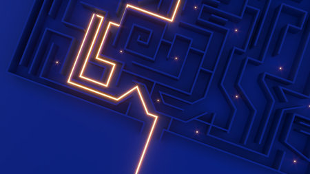 Fix out of problem, A maze of adventures,getting lost and finding a way out,breaking out of the frame,3D renderingの写真素材