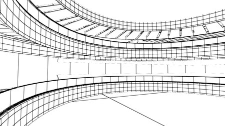 line drawings of halls of shopping mall buildings in abstract style,3d renderingのイラスト素材