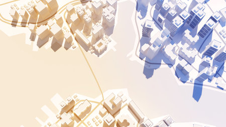 High-rise building in the city's business district Roads and rivers exist. ,Office buildings and...