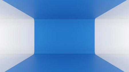 blue background wall with blue way show, blue backdrop, model for product presentation, 3d renderingの写真素材