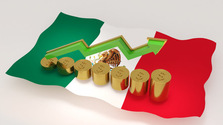 Mexico, The nation's wealth has increased. , increase in the value of the national currency , economic expansion, 3d renderingの写真素材