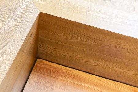 Abstract background A square-shaped, brown wooden box with a zoomed-in image
