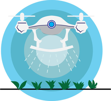 use of drones for agriculture, Agribusiness industry concept, illustrated in flat style using a vector.のイラスト素材