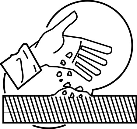 distributing seeds for agriculture, Agribusiness industry concept with a flat, line art icon.のイラスト素材