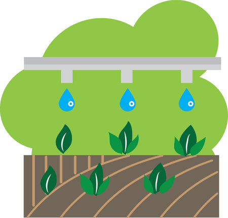 irrigating farmland, Agribusiness industry concept, illustrated in flat style using a vector.のイラスト素材