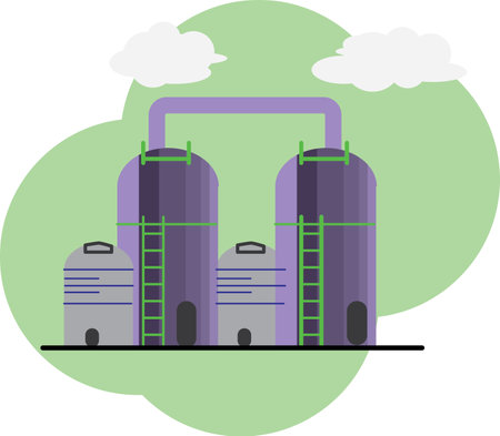 storage silo ,business resource ideas using vector flat illustrations that are designed in a flat design.のイラスト素材