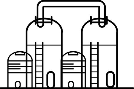 storage silo ,business resource ideas, line art icons, and flat design.のイラスト素材