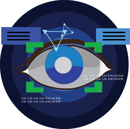 Eye examination technology to identify people ,Business technology and science topic, illustrated in flat style with a vector.のイラスト素材