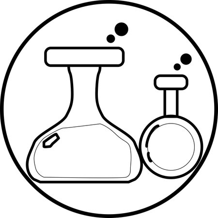chemical test bottle ,Business technology and science concept, flat-styled line art icon.のイラスト素材