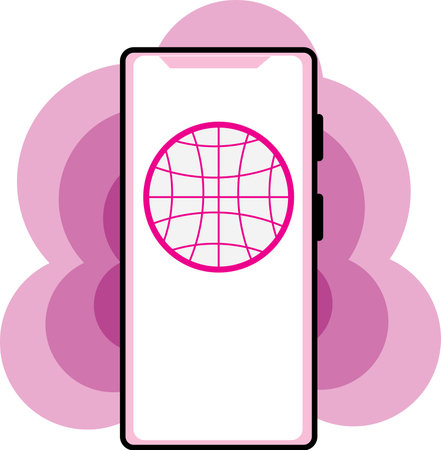 The use of mobile phones to communicate with the Internet world ,Business technology and science topic, illustrated in flat style with a vector.のイラスト素材