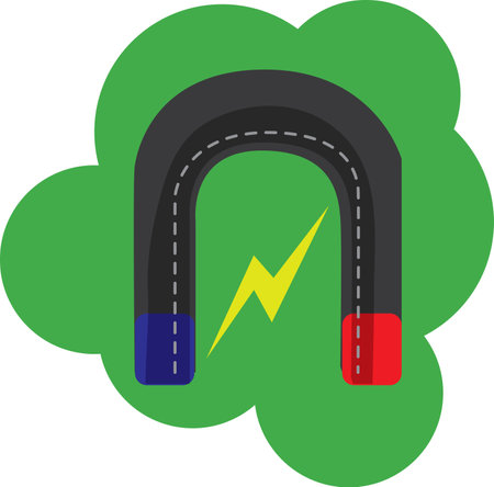 electromagnet ,Business technology and science topic, illustrated in flat style with a vector.のイラスト素材
