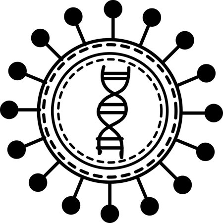 RNA virus and corona virus ,medicinal business concepts, a line-art emblem, and flat design.のイラスト素材