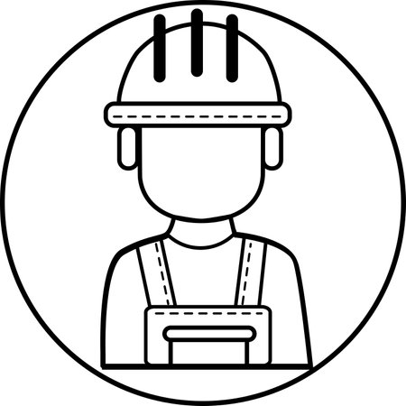 construction worker ,business concepts for the construction sector that feature flat designs and line art icons.のイラスト素材