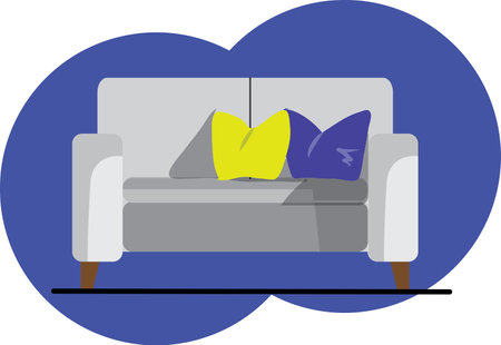 2 seater sofa, business concepts for the construction sector, shown in flat vector design.のイラスト素材