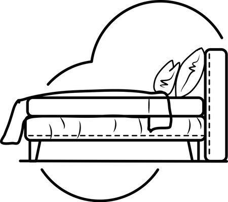 bed ,business concepts for the construction sector that feature flat designs and line art icons.のイラスト素材
