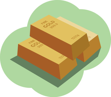 Gold bars ,1000 grams pure metal,business investment and wealth concept.wealth of commodity ,designed in a flat design.のイラスト素材