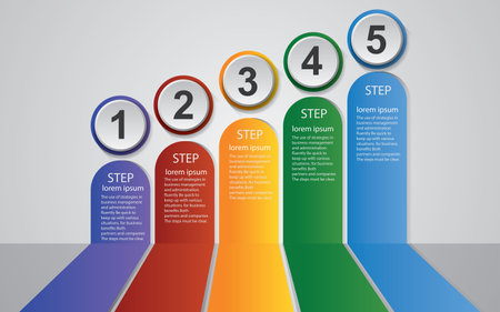 Workflow template 5 steps, graphic templates, infographic design layouts, functional design, diagrams, flowcharts, web design, bannersのイラスト素材