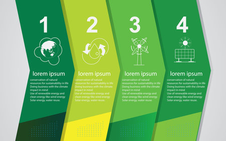 4 Step Environmental Care Template, graphic templates, infographic design layouts, functional design, diagrams, flowcharts, web design, bannersのイラスト素材
