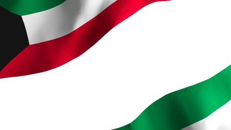 national flag background image,wind blowing flags,3d rendering,Flag of Kuwaitの写真素材