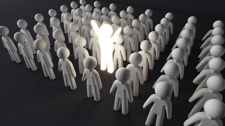 Searching for people who work for the company to stand out from the crowd, better than others, 3d rendering.の写真素材