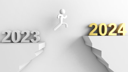 Goals moving forward to 2024,Road to 2024, white background image,3d renderingの写真素材