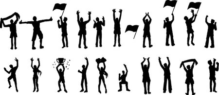 Shadow people in various gestures,vector silhouettes of men and a womenのイラスト素材
