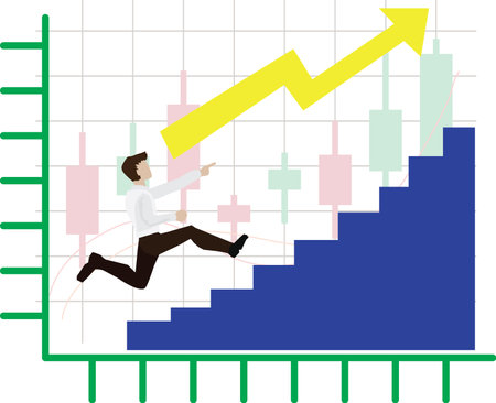 exceeding one's personal and professional potential boundaries improving employee performance in the workplace to achieve a corporate goalのイラスト素材
