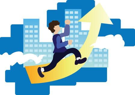 exceeding one's personal and professional potential boundaries improving employee performance in the workplace to achieve a corporate goalのイラスト素材