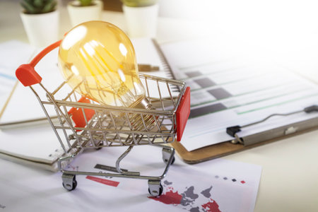 thought-bulbs Purchasing business concepts. ,Light bulbs express the awakening of business ideas.の写真素材