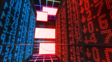 Stock market and investments Financial data displayed on a graph of an increasing or decreasing stock price. Charts of the global stock market, the economy, and investments,3d renderingの写真素材