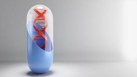 Research on DNA, medical and health knowledge, genetic modification, and DNA structure,3d renderingの写真素材