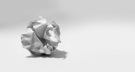 White paper crumpled against a white background The idea doesn't make sense, it doesn't work, and it doesn't work well.の写真素材