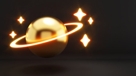 Abstract golden stars on black background Illumination of the stars.,3d renderingの写真素材