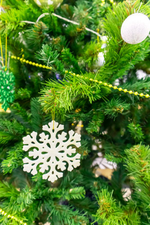 celebrations for Christmas and New Year's, decorative balls for New Year's, and a Christmas treeの写真素材