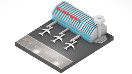 Airport in isometric view Travel and business.,3D renderingの写真素材