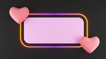 heart pink background image, mockup for product presentation, 3d rendering