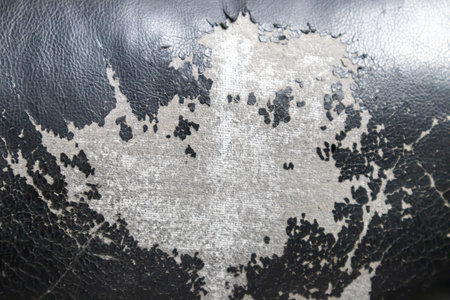There is damage to the leather seat coverings.の写真素材