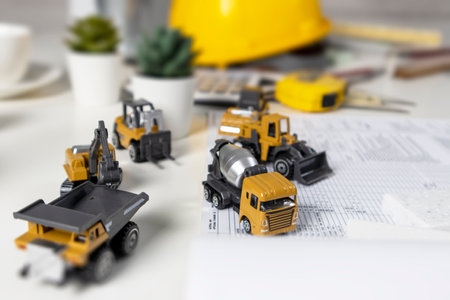 Engineers sit and work on building design and system work.,construction work safety,construction...
