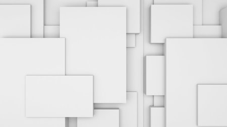 abstract geometric shape background white square Used in graphics or background images to add various messages.,3d rendering.の写真素材